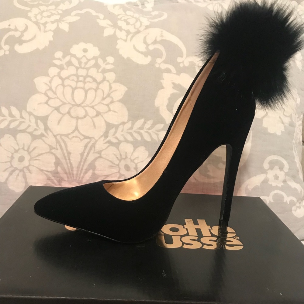 Velvet black heels